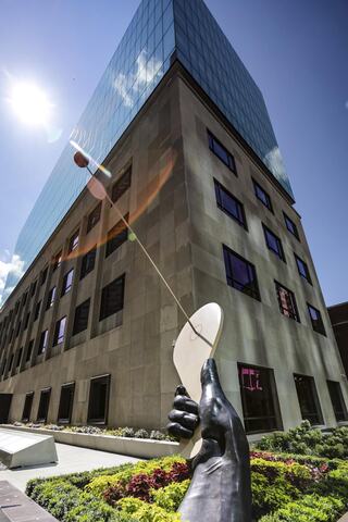 Federal Reserve Building with ping pong ball sculpture