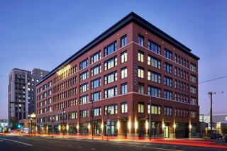 Grand Belmont street view at sunset