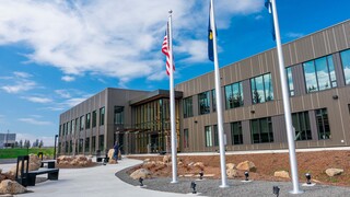 PGE IOC building entrance ground view