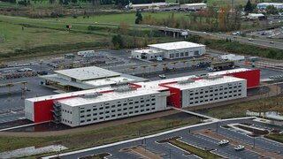 Eugene Water and Electric Board building aerial view
