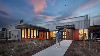 Oregon Humane Society - New Road Ahead entrance in sunset