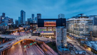 Seattle Convention Center Summit Building highway view