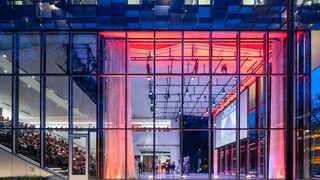 Seattle Opera at the Center looking into inside from the street