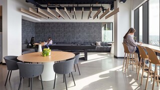 Indeed at Qualtrics Tower open seating common area