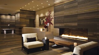 Four Seasons Hotel and Residences Seattle lobby with fire place
