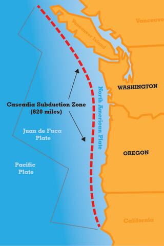 Subduction Zone Map - Cascadia Subduction Zone