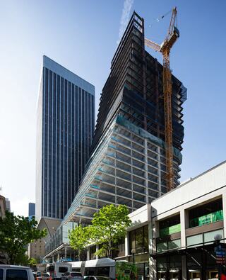 Rainier Square is quickly rising next to Seattle’s iconic Rainier Tower.