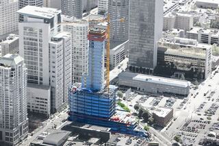 Rainier Square getting built up photo taken from the air