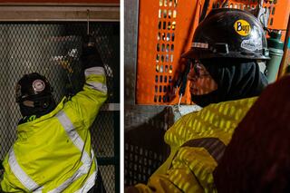 Female construction workers dealing with heavy tools