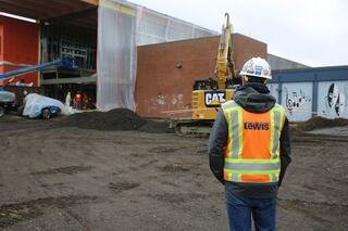 Jared Thompson, a project engineer for the modernization of Sam Barlow High School (SBHS) in Gresham, Oregon