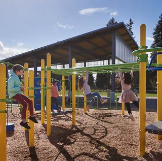 Peter Kirk and Margaret Mead elementary school kids in the playground