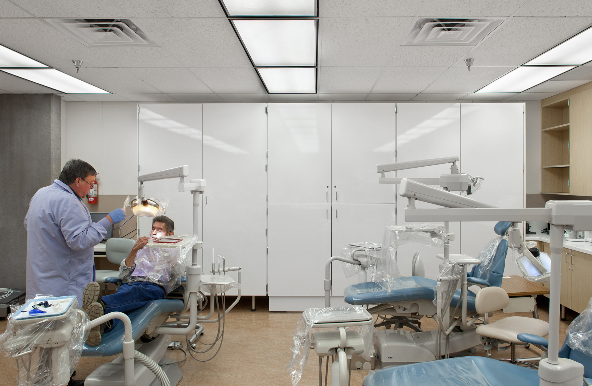 Health Professions and Physical Education Buildings patient in dental chair with dentist