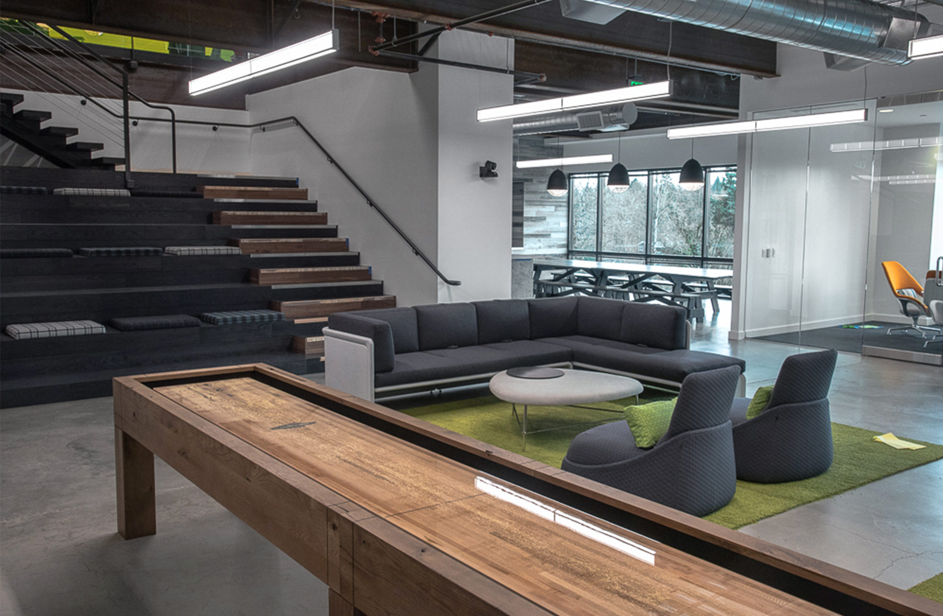 Navex Global office with bleacher seating