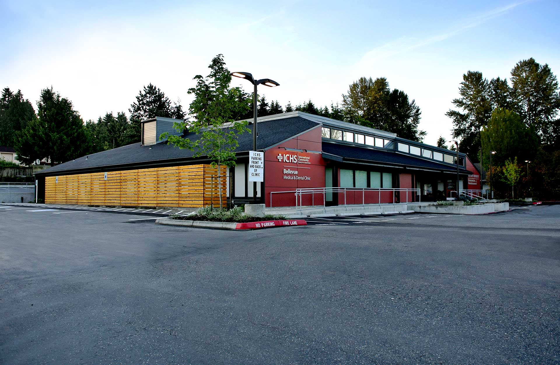 ICHS Bellevue Clinic exterior and parking lot